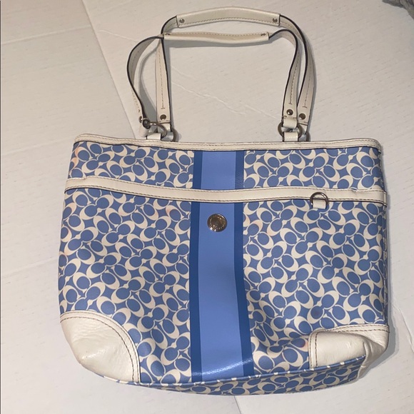 Coach Blue and White Signature Tote good used condition - Picture 9 of 14